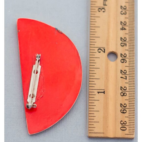 Vintage Intricate Watermelon Red Melon Fruit Art Nouveau Brooch - C2 - Picture 2 of 2